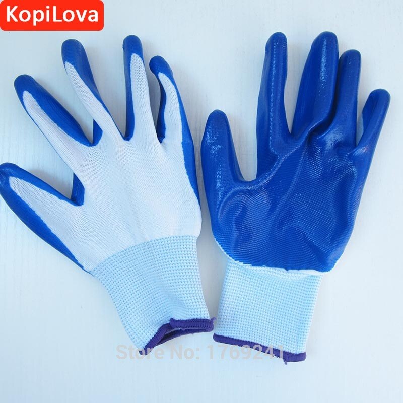 KopiLova 2pairs Ϸ Ʈ  尩   AntiSlip 尩  ȣ뵿 ۾ 尩/KopiLova 2pairs Nylon Nitrile Glue Gloves Wear-resisting AntiSlip Gloves Labor Work